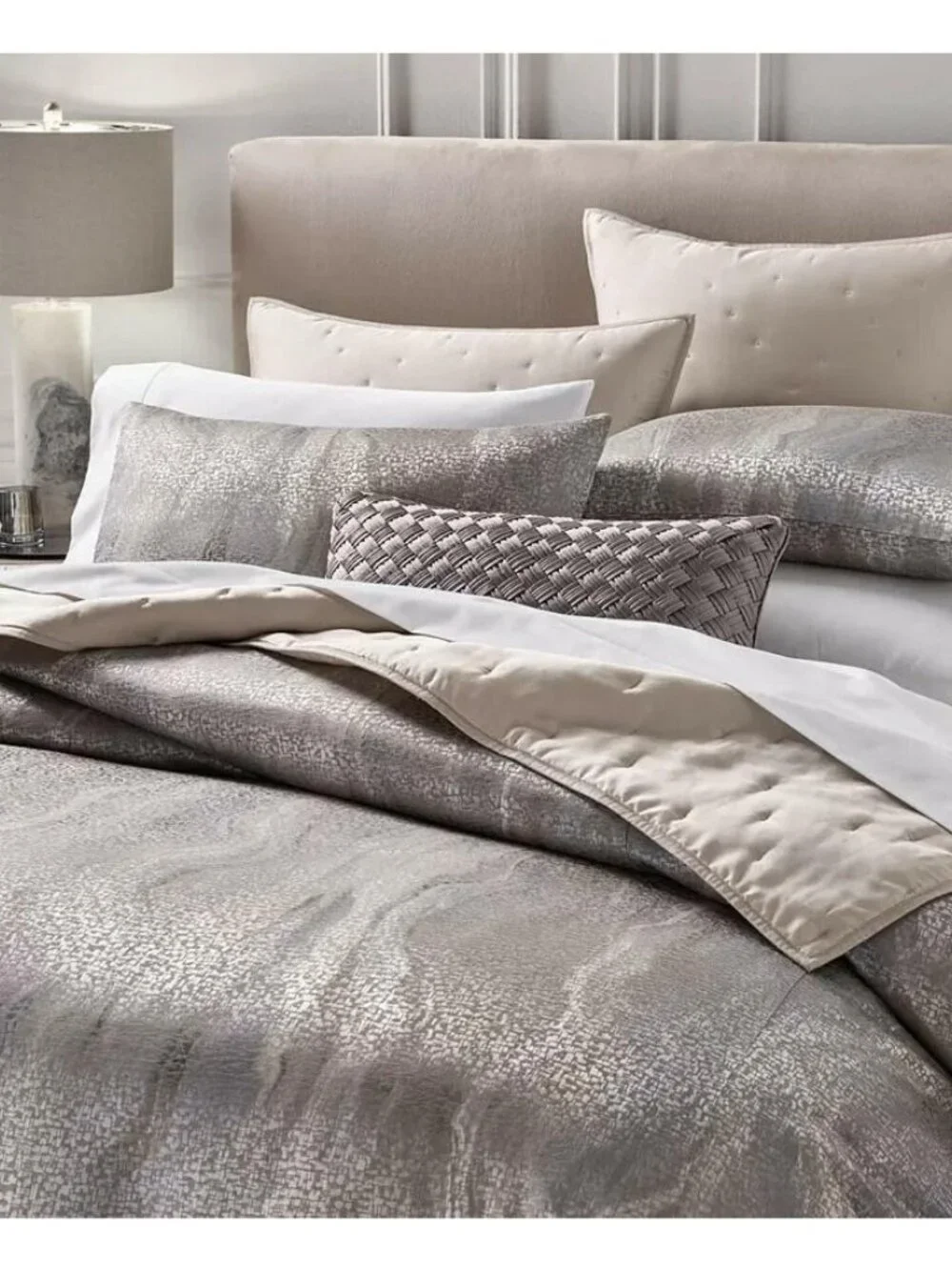 Hotel Collection Terra 3Pc Comforter Set King Gray Taupe MSRP $625